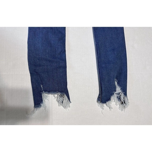Express Pants Womens 2R Blue Denim Jeans Ankle Mid Rise Distressed Ladies - Picture 9 of 10